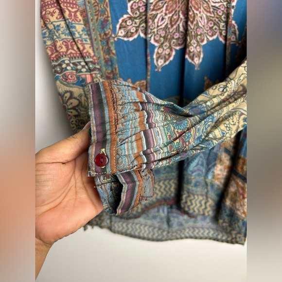 Feathers by tolani Blouse top S Modal Cotton Lightweight Bohemian Whimsigoth - Picture 5 of 13